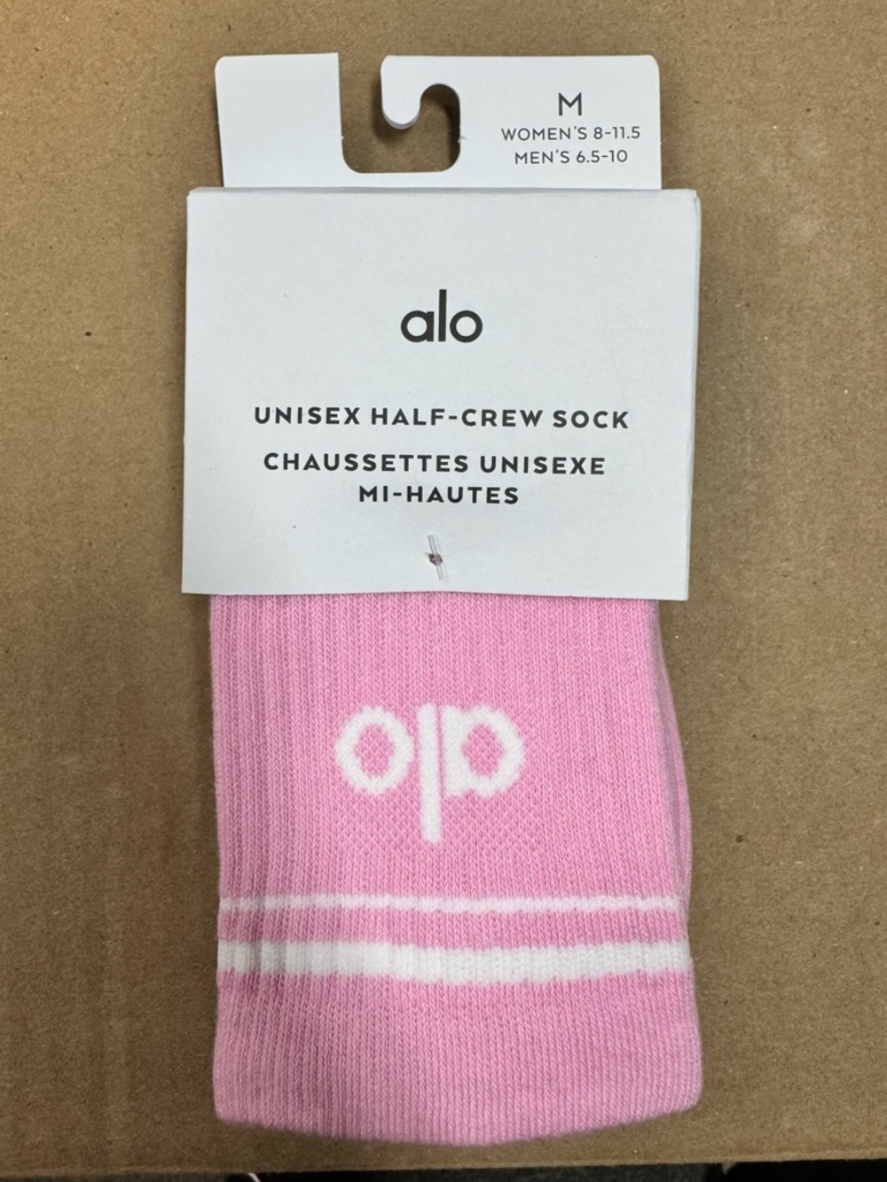 ALO Yoga Pink Half-Crew Athletic Socks with White Logo